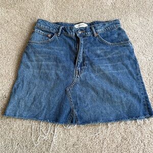 Zara Jean Skirt Womens Blue Y2K festival  Denim Flat raw hem Front Mini medium